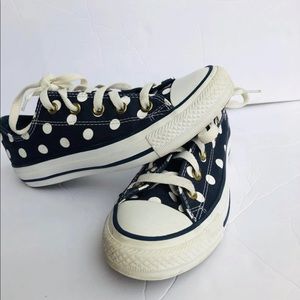 Polka Dot Navy Blue & White Converse